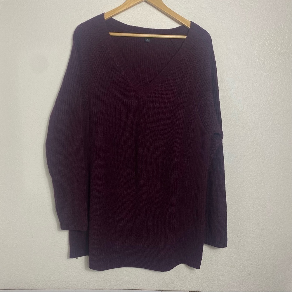 Torrid Ribbed Pullover Raglan Sleeve Burgundy  Sweater Size:2(2XL)